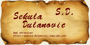 Sekula Dulanović vizit kartica